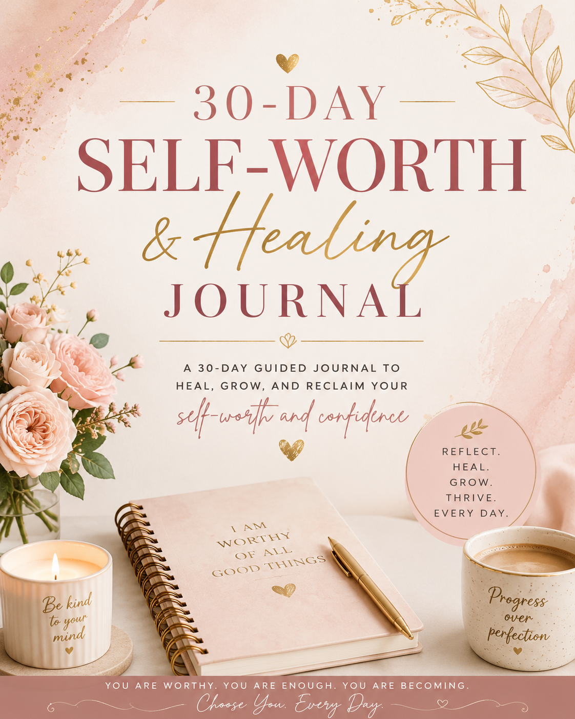Self-Worth Journal Printable | 30-Day Healing Workbook for Women